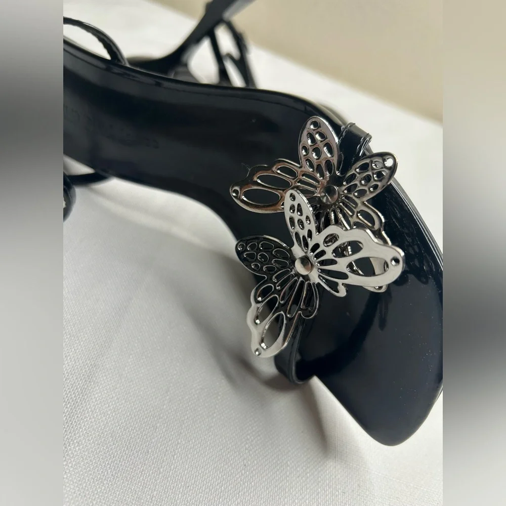 Wild diva lounge Elegant Black Butterfly heels.
#heels ankle tie heels - Picture 6 of 8